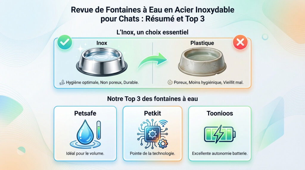 Revue de fontaines à eau en inox pour chats : résumé et top 3