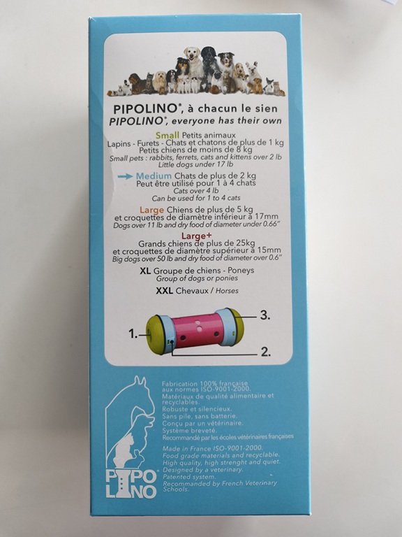 emballage pipolino avec description des tailles du distributeur ludique