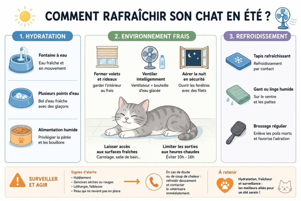 Illustration Comment rafraîchir son chat en été ?
